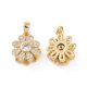 thumbnail image 1 of Rotatable Brass Micro Clear Pave Cubic Zirconia Charms Flower Real 18K Gold Plated 14x11x6.3mm Hole: 2.5x5mm, 1 of 3