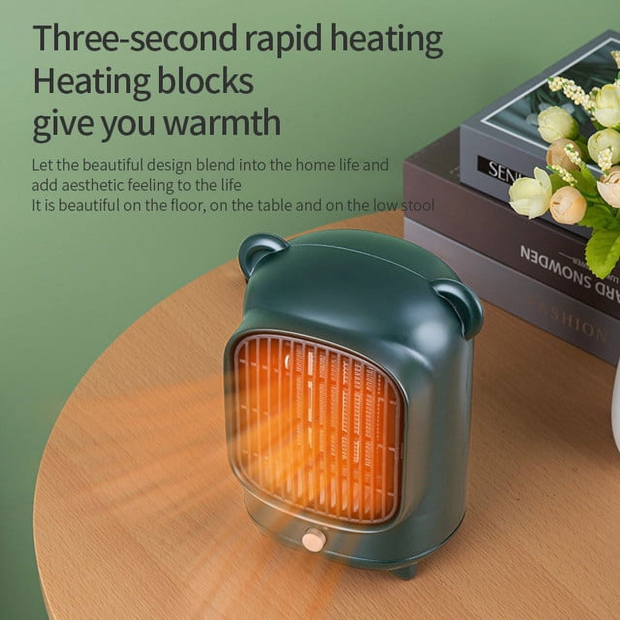 Mini Electric Space Heater Desktop Heating Fan 500W, Black