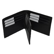 Leatherboss Genuine Leather Bifold Wallet with a Middle Flap and Outside ID Window