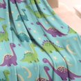 thumbnail image 3 of Light Blue Dinosaurs Celestial Pattern Blanket,Comfortable Soft Flannel Throw Blanket,All Season,Warm Lightweight Blankets for Sofa Bed Couch Living Room Chair,30"x40", 3 of 4