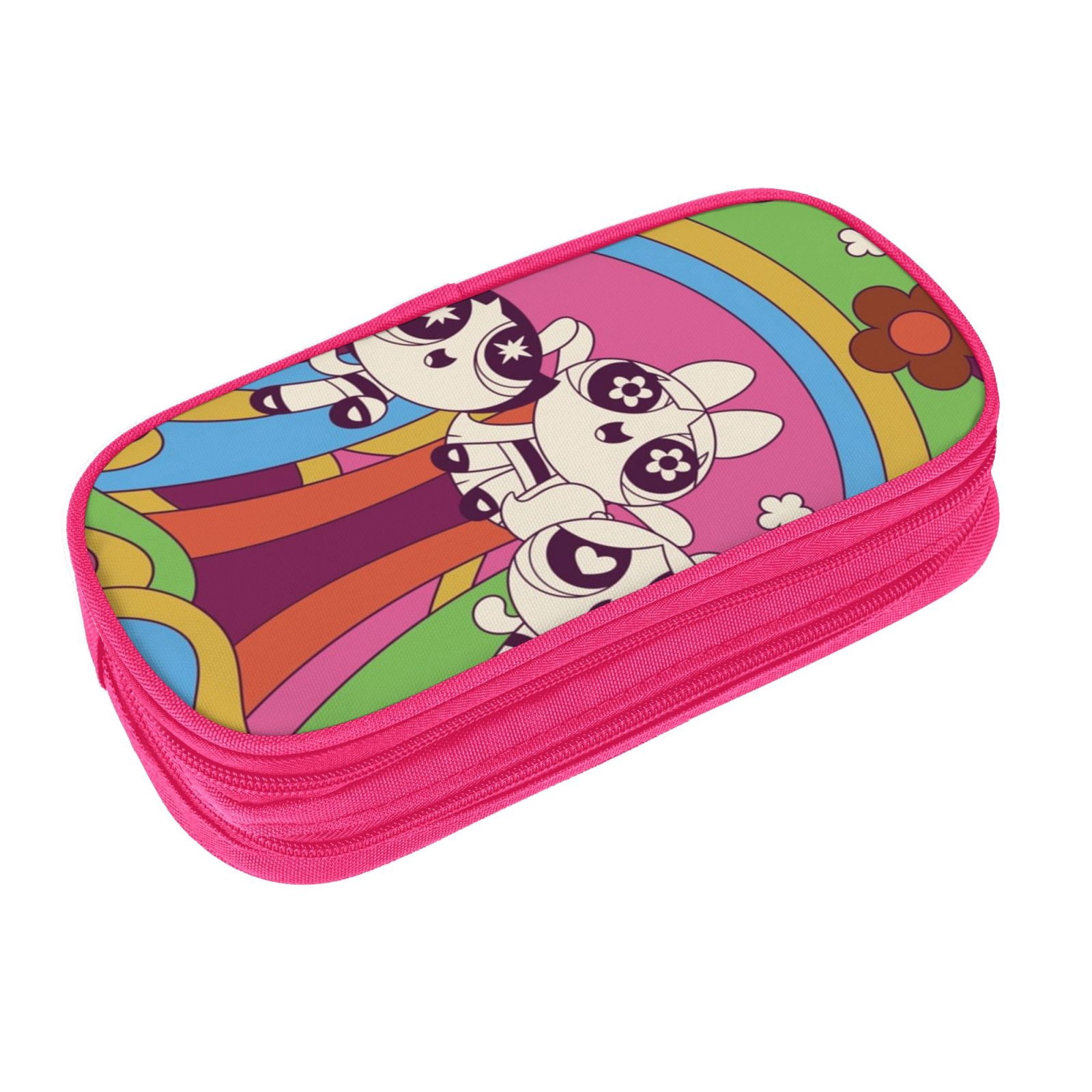 The Powerpuff Gi-rls Pencil Case Large Capacity Pencil Pouch Penbag Office Stationery Organizer Travel Makeup Bag Pink