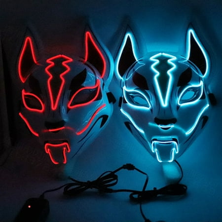 10 Color Fox Full Face Mask Neon Lights Halloween Party Led Lampshade ...