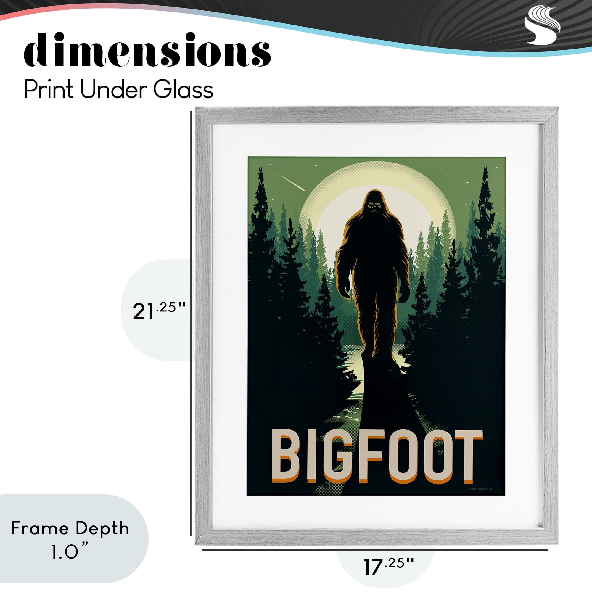 Stupell Industries Cryptid In The Woods Gray Framed Print Under Glass, design by Omar Escalante