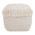 thumbnail image 1 of TOV Furniture Inca 18"H Traditional Style Cotton Fabric Pouf in Cream, 1 of 5