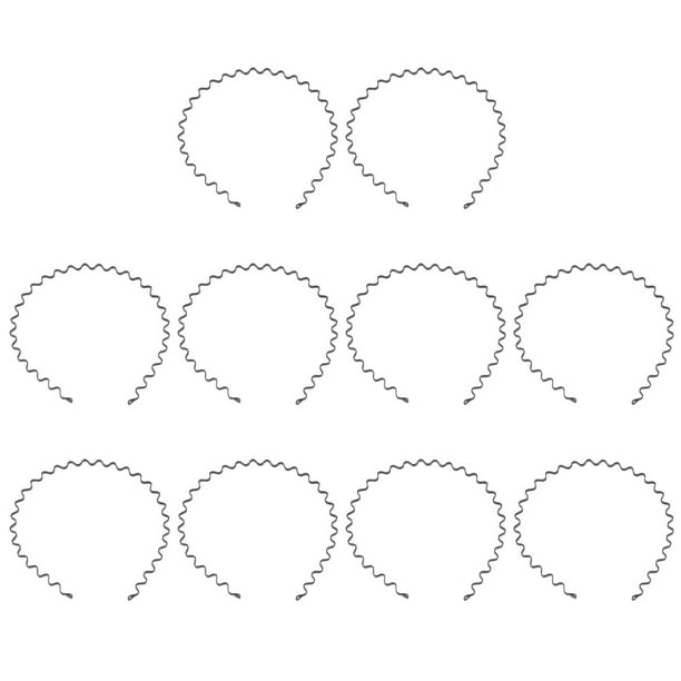 10 diademas antideslizantes unisex para el pelo, sencillas y onduladas, de aleación, para el hogar, para lavarse la cara, para mujeres y hombres (negro)