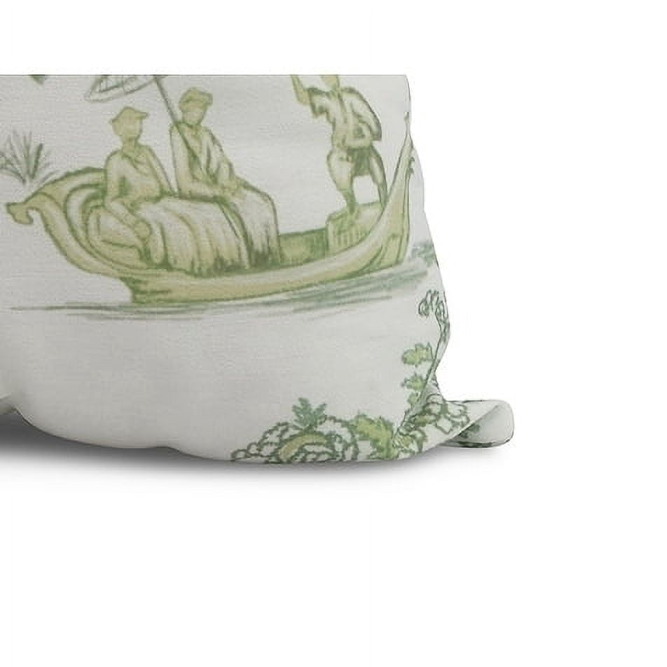 Simply Daisy, 16 x 16inch, China Old Floral Print Pillow, Green