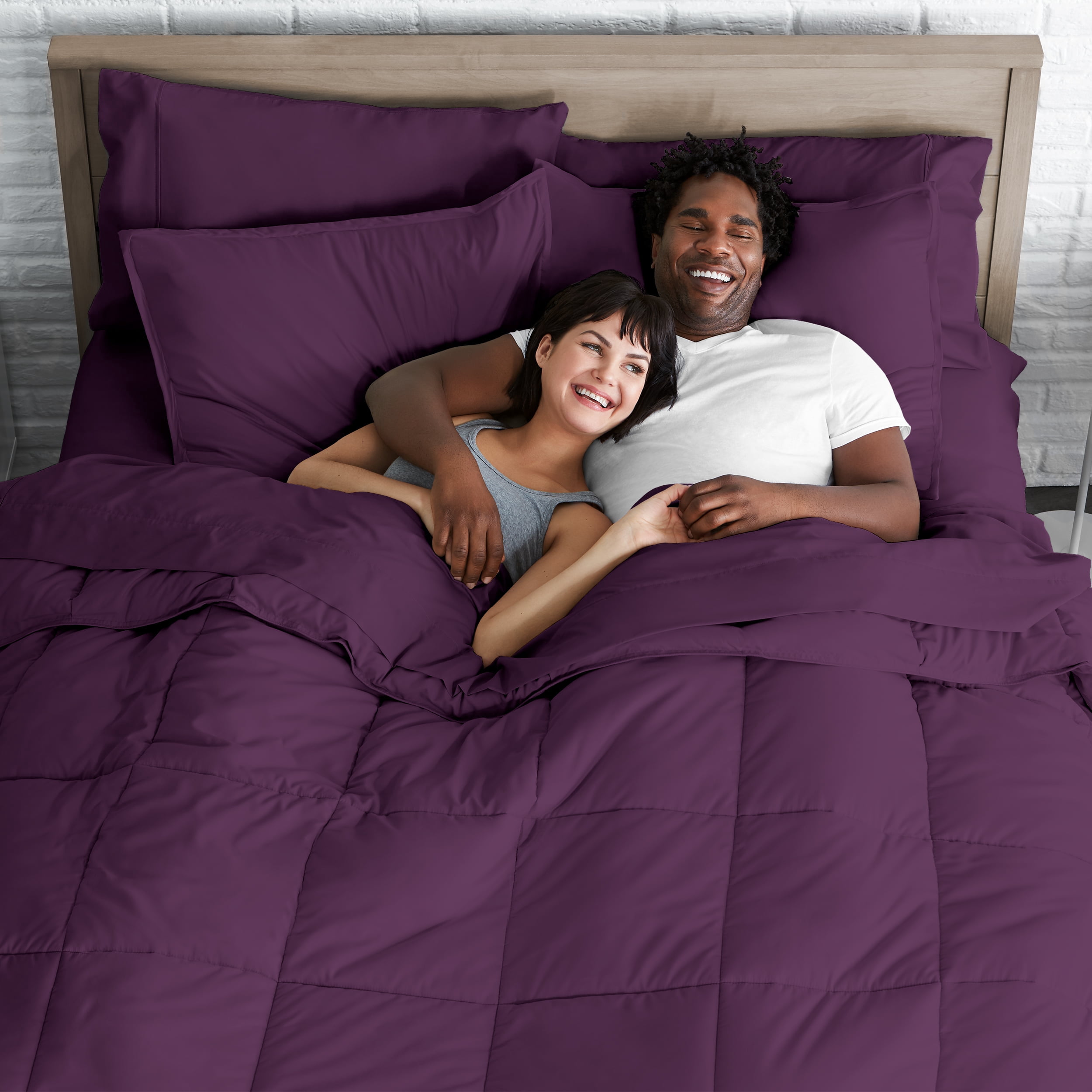 "Bare Home Plum 5 Piece Bed in a Bag Comforter Set with Sheets, Twin XL"