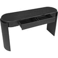 thumbnail image 3 of 55" Entryway Table with Oval Top and 2 Drawers, Natural Wood Grain Finish Console Table with Fluted Design for Entryway and Living Room Black, 3 of 10