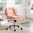 thumbnail image 2 of HOMCOM Chaise de Bureau à Croisillons avec Roulettes, Chaise de Bureau Grand Sans Accoudoirs, Rose, 2 of 10