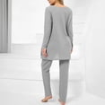 thumbnail image 5 of Warop Women's Solid Color Pajama Set, Casual Loose Fit 3-Piece Cotton Sleepwear for Home and Lounging, 5 of 5