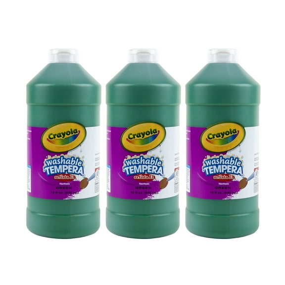 Crayola Artista II Washable Tempera Paint, 32 oz, Green, Pack of 3
