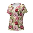 thumbnail image 2 of Naloa Tulips Flowers Print T-Shirts Short Sleeve V Neck Tees for Women Fashion Tops Trendy Lightweight Soft Casual Summer Outfits Clothes, 2 of 5