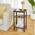 thumbnail image 6 of Side Table with Charging Station for Small Spaces, 3-Tier End Table with USB Ports & Power Outlets, Narrow End Table Bedside Table Nightstand with Metal Tabletop Tray Storage (Cherry), 6 of 11