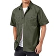 thumbnail image 3 of Shirt Jacket for Men Summer Casual Short Sleeve Button Down Collared Relaxed Fit Lightweight Work Shirts, 3 of 5