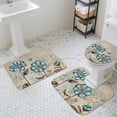 thumbnail image 2 of Blue Flowers Bathroom Rugs Set Vintage Country Spring Teal Tulip Floral Butterfly Non Slip Absorbent Soft Bath Mats 3 Piece Set with Bathroom Rug, U-Shaped Floor Mat, Toilet Seat Cover Small Size, 2 of 9