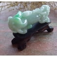 thumbnail image 2 of Certified Hand Carved Natural Green Myanmar Burma A Jade jadeite Dragon Display with Wood Stand, 2 of 8