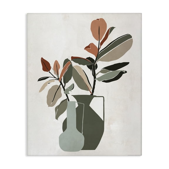 Stupell Industries Green Neutral Palette Plants Plants & Flowers Painting Wrapped Canvas Art Print Wall Art, 16 x 20