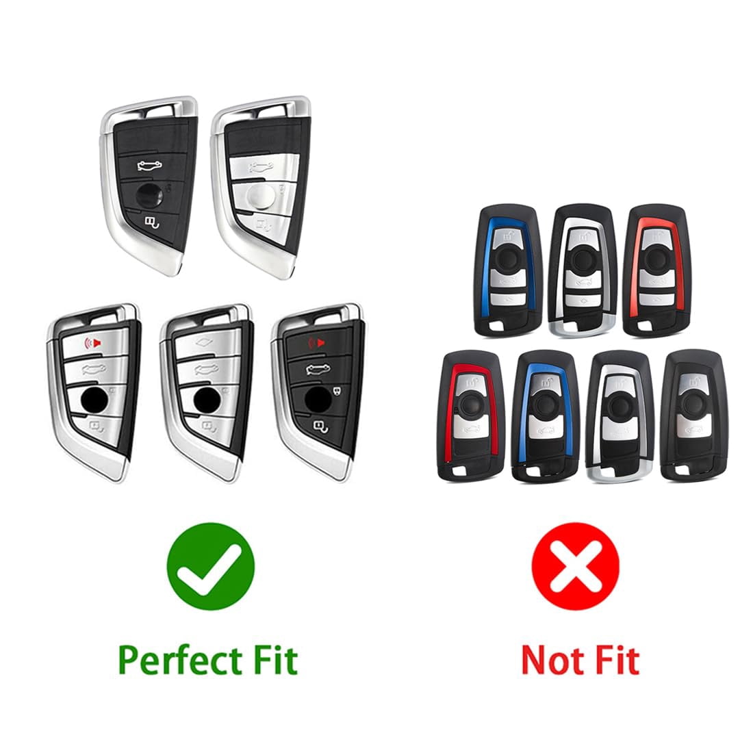Key Cover Case, Zinc Alloy Smart Remote Key Fob Case Holder Shell Compatible for BMW 1 2 5 6 7 M Series F15 F16 F48 X1 X2 X3 X5 X6 X7 GT Series