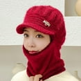 thumbnail image 2 of Womens Winter Warm Elastic Soft Ear Protection Knitted Scarf Mask hat Fleece Lined Beanie Hat one-Piece hat, 2 of 6