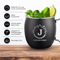 thumbnail image 5 of PERSONALIZED Round Custom Family Name Classic Moscow Mule Mug with Engraved Design and Sturdy Handle Rolled Rim, Smooth Black Finish 16 oz, Set of 4, Together Initial Family, 5 of 9