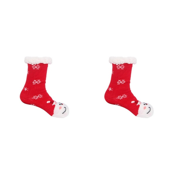 XIYNBAOK 2 Pairs Christmas Fuzzy Slipper Socks Holiday Slipper Socks for Women Men Anti-Skid Winter Soft Fleece Lined Indoor Home Floor Wear Christmas Socks Winter Party Gifts