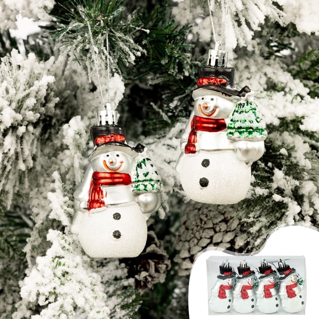 kkbbma Clearance Under $5 4Pcs Christmas Snowmen Ornaments - Christmas Ornaments Shatterproof Christmas Snowman Shape Ornament Set For Christmas Tree Also Suitable For Other Party Decorations 4pcs