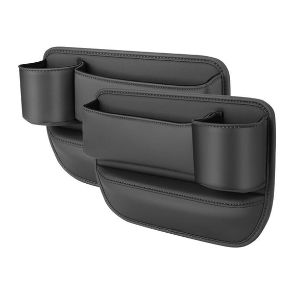 2 Pack Car Leather Cup Holder Gap Bag - Car Seat Gap Filler & Organizer, Adjustable Seat Gap Storage Box for Phones, Glasses, Keys, Cards