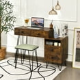 thumbnail image 3 of Costway Vanity Table Stool Set Dimmer LED Mirror Large Cabinet Drawer Rustic Brown, 3 of 12