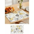 thumbnail image 6 of Flowers Placemats Set of 6, Yellow Gray Ink Floral Nature Cotton Linen Table Mats Non-Slip Washable Print Placemat for Holiday Banquet Dining Kitchen Table Decor, 6 of 6