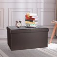 thumbnail image 3 of Banc Ottoman de Rangement Pliant de 30 Pouces, Coffre de Rangement en Similicuir, Tabouret Repose-Pieds Ottoman, Banc de Bout de Lit, Charge Maximale de 440 lb (Brun, 30 Pouces L x 15 Pouces L x 15 Pouces H), 3 of 7