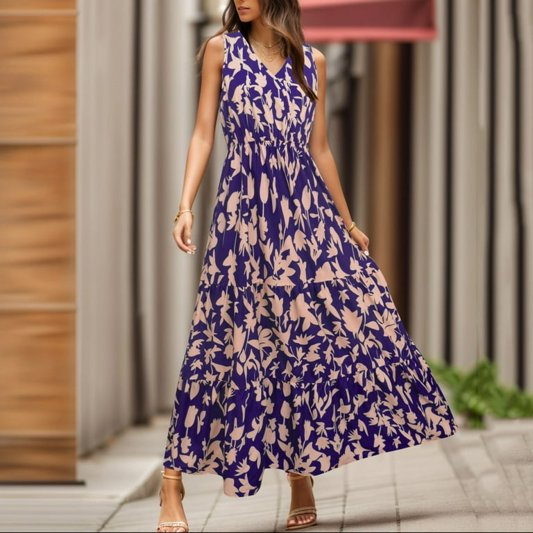 Youmylove Long Floral Dresses for Women Summer Dresses Casual Sleeveless  Maxi Dresses Cute Floral Long Dress Wedding Guest Dress Flowy Beach Party  Dress - Walmart.com