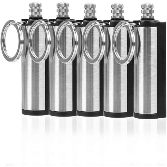 FYROXIA 5Pcs Permanent Match Flint Keychain Match Fire Starter Waterproof Emergency Survival Fire Starter Unlimited Sticks for Outdoor Camping (No Oil)