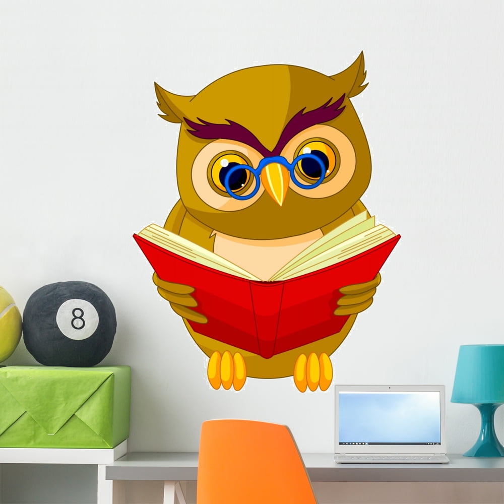Wise Owl Wall Decal Mural by Wallmonkeys Peel and Stick Graphic (36 in