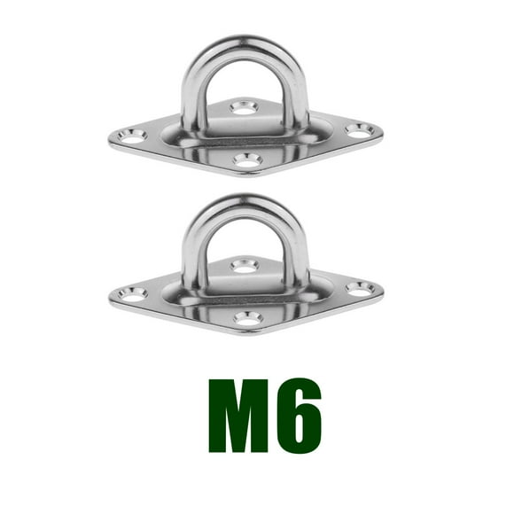 DYNWAVECA 2 Pack M6 Eye Plate, 304 Stainless steel mat Eyebolt Heavy Duty Plate Anchor for Ceiling & Wall Mount Hanging Hardware Fitting