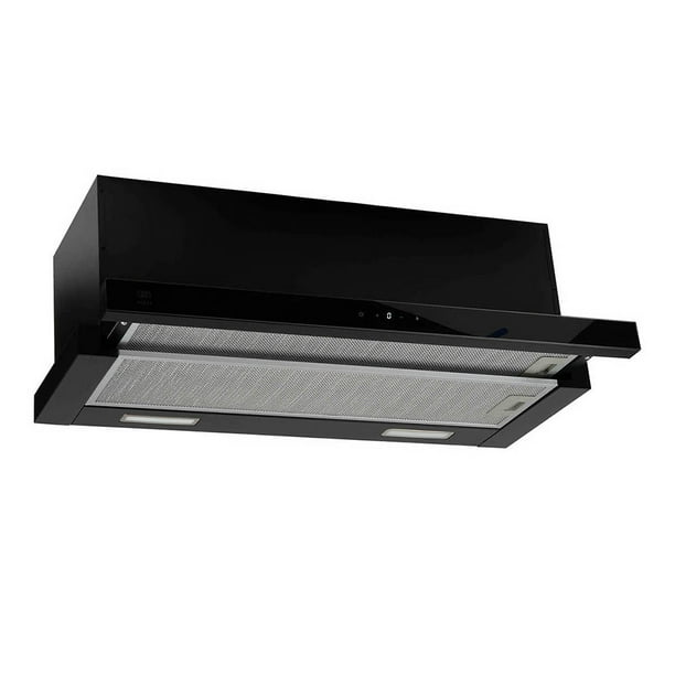 Campana Extractora de Pared 90 cm Deslizable Táctil Acero Inoxidable Negra AVERA CED90T