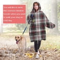 thumbnail image 4 of Gray Red Plaid Checkered Pattern Wearable Oversized Blanket,Wearable Blanket Hoodie for Adults,Cozy Hooded Blankets with Super Pockets,Super Warm Fuzzy Pullover for Women & Men, 4 of 6