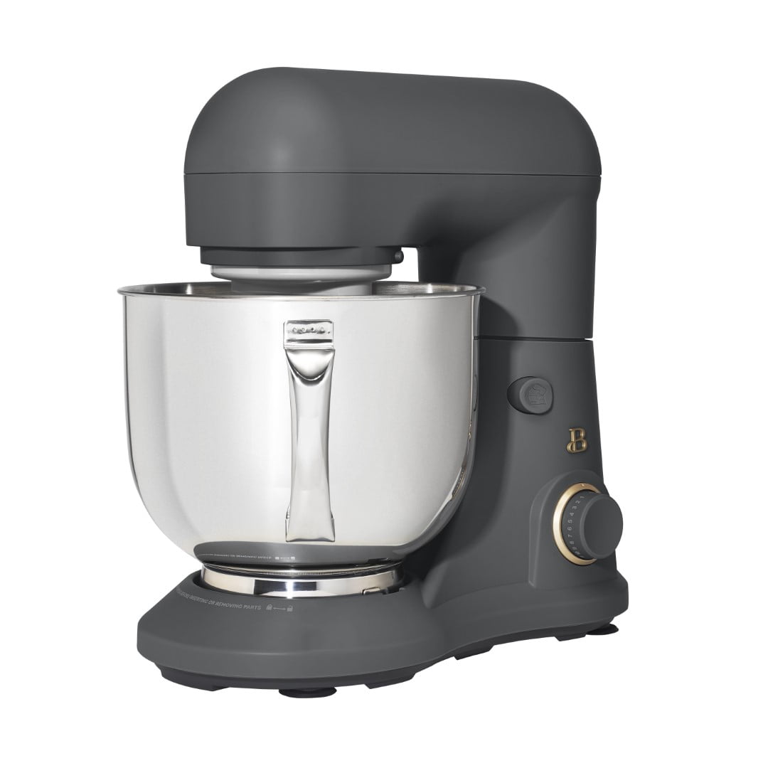 Beautiful 5.3 Qt Stand Mixer, Oyster Gray with Flat Beater, Dough Hook, Balloon Whisk