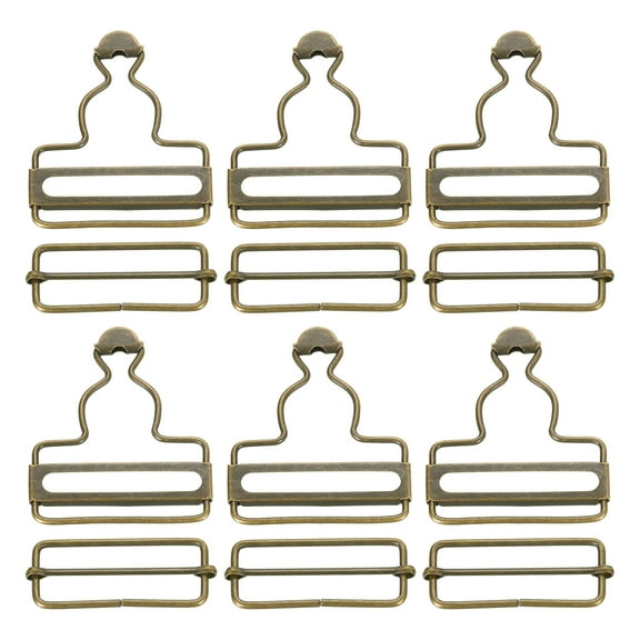 Uxcell Overall Buckles, 6 Sets Metal Suspender Replacement Buckles 45mm, Bronze
