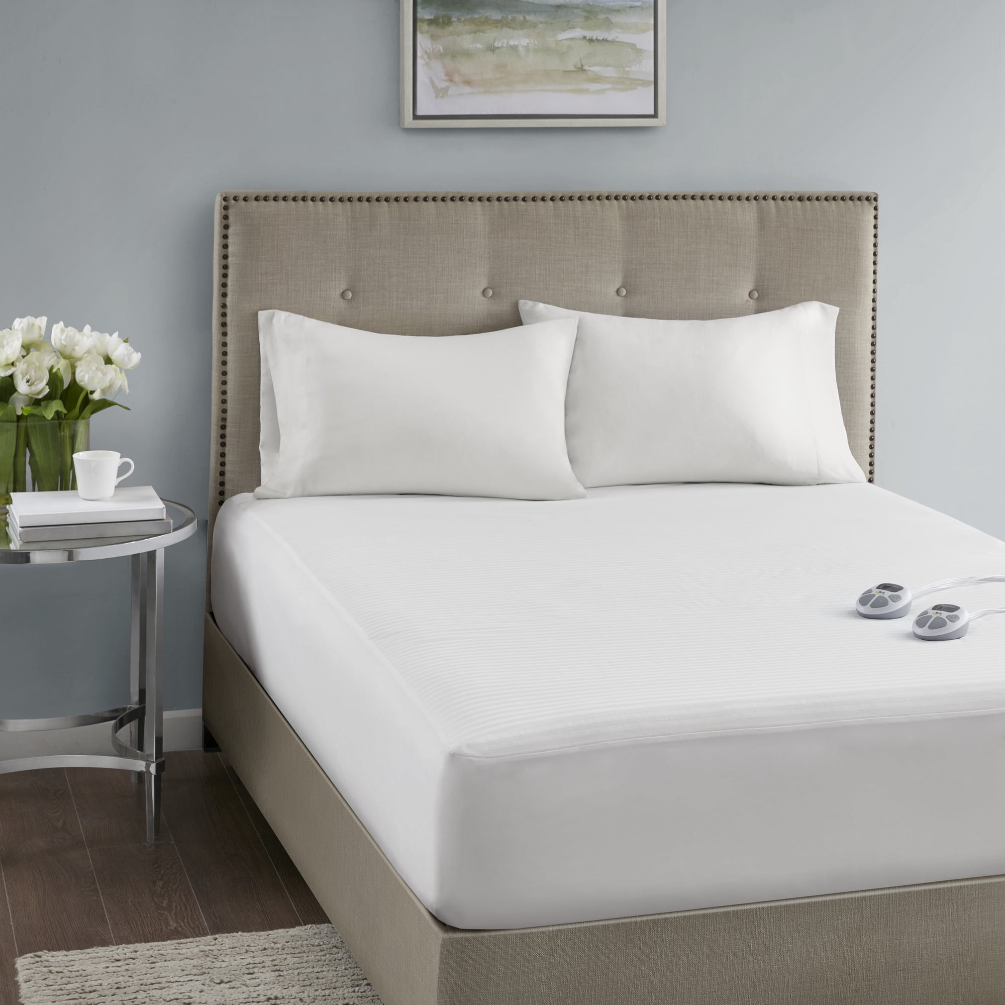 Serta Wyatt AZ Polyester Cotton 1-Piece White Waterproof Heated Mattress Pad,  King - Walmart.com