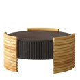 thumbnail image 6 of Modern Round Coffee Table with Flip-Top Storage - Dark Brown & Natural Wood Finish, 6 of 9