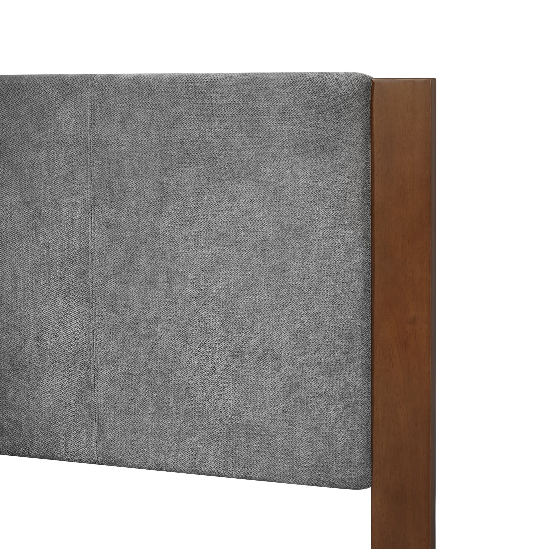 Christopher Knight Home Modern King Size Upholstered Platform Bed with Headboard, Gray+Espresso
