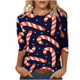 thumbnail image 2 of Pntutb - Camiseta holgada con estampado de moda para mujer, blusa de manga 3/4, cuello redondo, tops casuales Pntutb Pntutb-1253, 2 of 5
