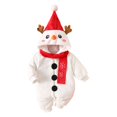 thumbnail image 5 of Otqutp Baby Snowman Full Zip Hooded Bodysuit Soft Plush Animal Jumpsuit Newborn Long Sleeve Warm Romper Casual Infant Outfit for Christmas, 5 of 9