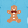 thumbnail image 4 of Inktastic Cute Gingerbread Man with Red Plaid Bowtie Women's V-Neck T-Shirt, 4 of 5