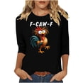 thumbnail image 2 of Ailaofu Hauts à Manches 3/4 pour Femmes Col Rond Ample Mignon T-Shirts d'Automne et d'Été Blouses Décontractées Imprimées Tunique, 2 of 4