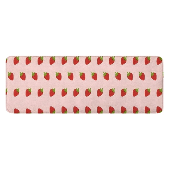 Red Strawberry Plants Fruit Pink Pattern Kitchen Rug Mat,Kitchen Runner Rugs Non Skid Washable,Decorative Kitchen Floor Mats for Kitchen,Sink,Laundry,17"x47.2"