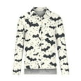 Womens Halloween Shirts Button Down Linen Blouses Tops with Pocket Roll