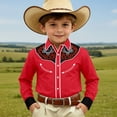 thumbnail image 2 of FINALGANG Boys Long Sleeve Shirts Kids Western Cowboy Shirt Printed Regular Fit Casual Shirts For Boys Button Down Shirt Western Festival Party Tops 6-7 Years, 2 of 4