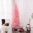 thumbnail image 2 of HOMCOM 7ft Tall Pencil Artificial Christmas Tree with Steel Base, Pink, 2 of 10