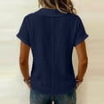 thumbnail image 6 of VBVC Women's Cotton Shawl Collar Blouse , Ladies' V-Neck Short Sleeve Casual Top , Breathable Everyday Summer Shirts For Women,Navy,S-2XL, 6 of 8